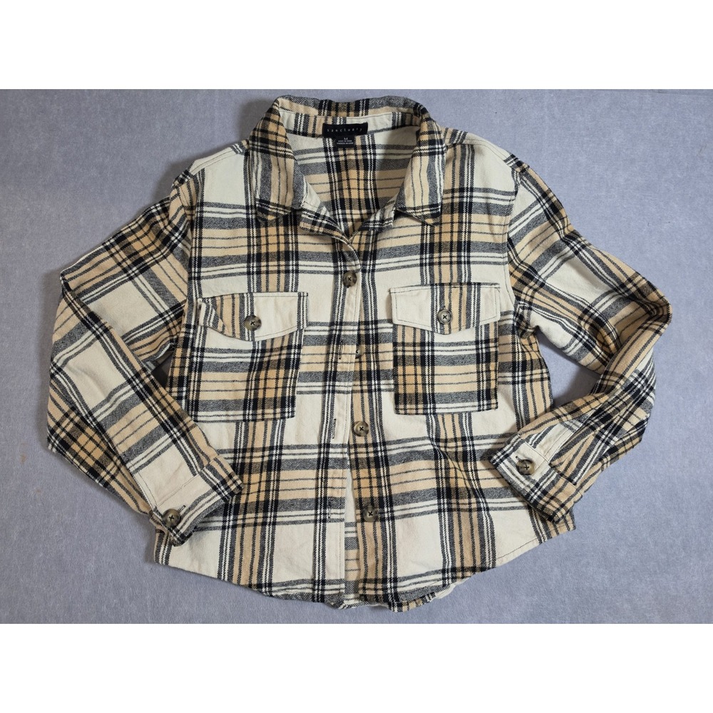 Sanctuary Anthropologie Women's Button-Down Plaid Shacket Jacket Size M Western